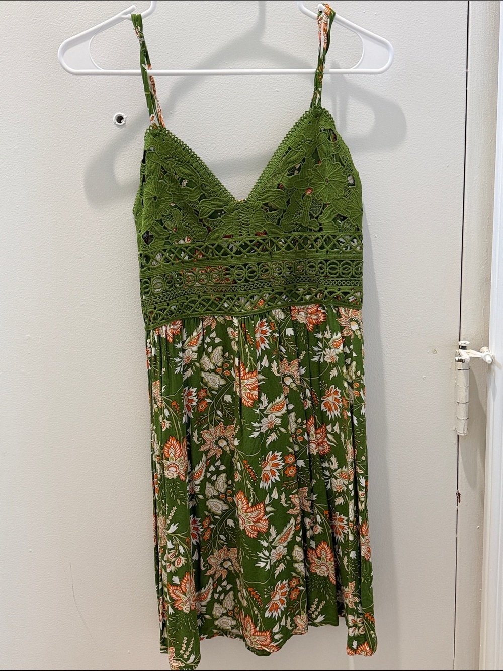 Green Floral Crochet Bodice Sundress